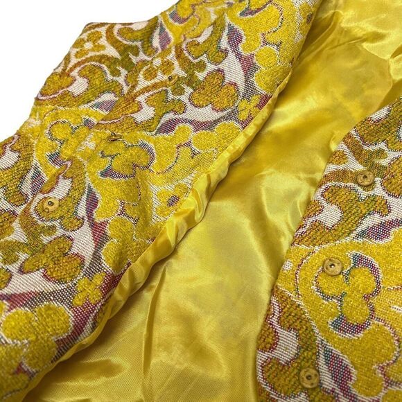VTG Jane Andre “M”‎ Yellow Art To Wear Vest Abstract Jacquard Cottagecore READ - Picture 7 of 14